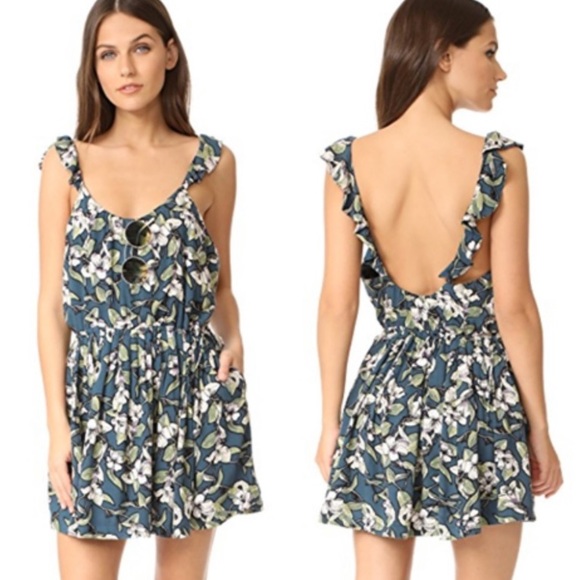 NWOT FREE PEOPLE Dear You Teal Green Floral Mini Dress Size Medium - Picture 14 of 14